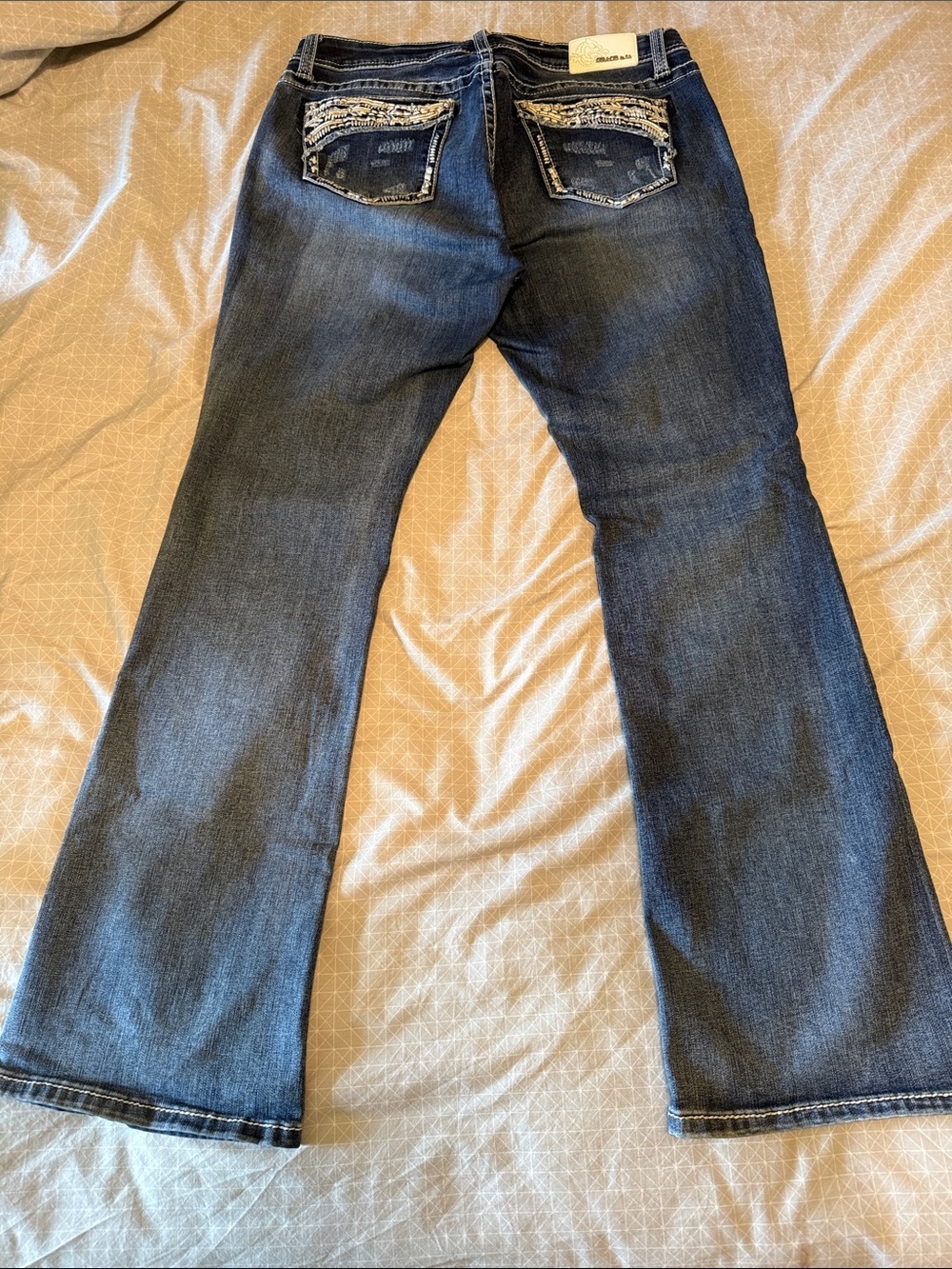 Grace in LA stylish blue bootcut jeans